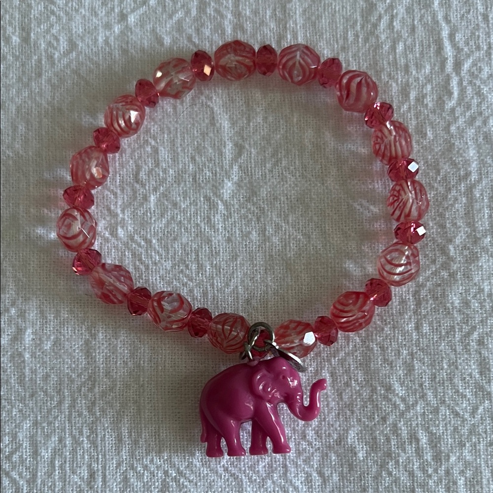 Tarina Tarantino Pink Beaded Elephant Bracelet